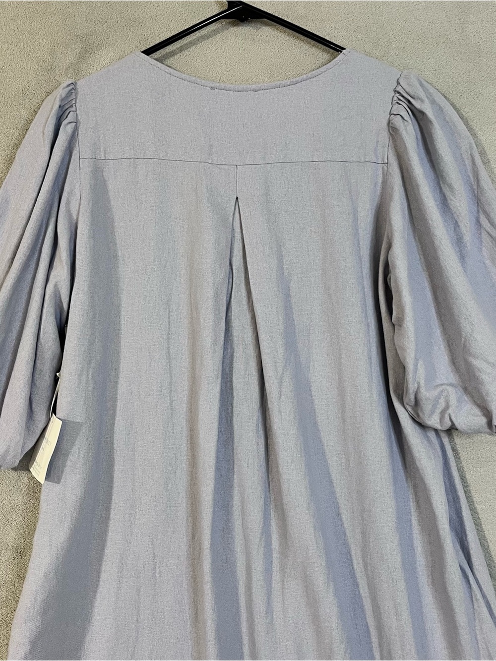 NWT Cynthia Rowley Lilac V-Neck Puff Sleeve Dress Linen Viscose Womens XS - Picture 11 of 11
